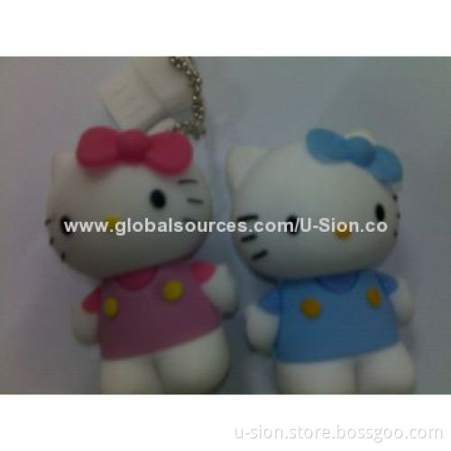 Cute Hello Kitty Cartoon PVC USB Flash Drive, 1GB-64GB with Customized Logo for Promotion Gift
